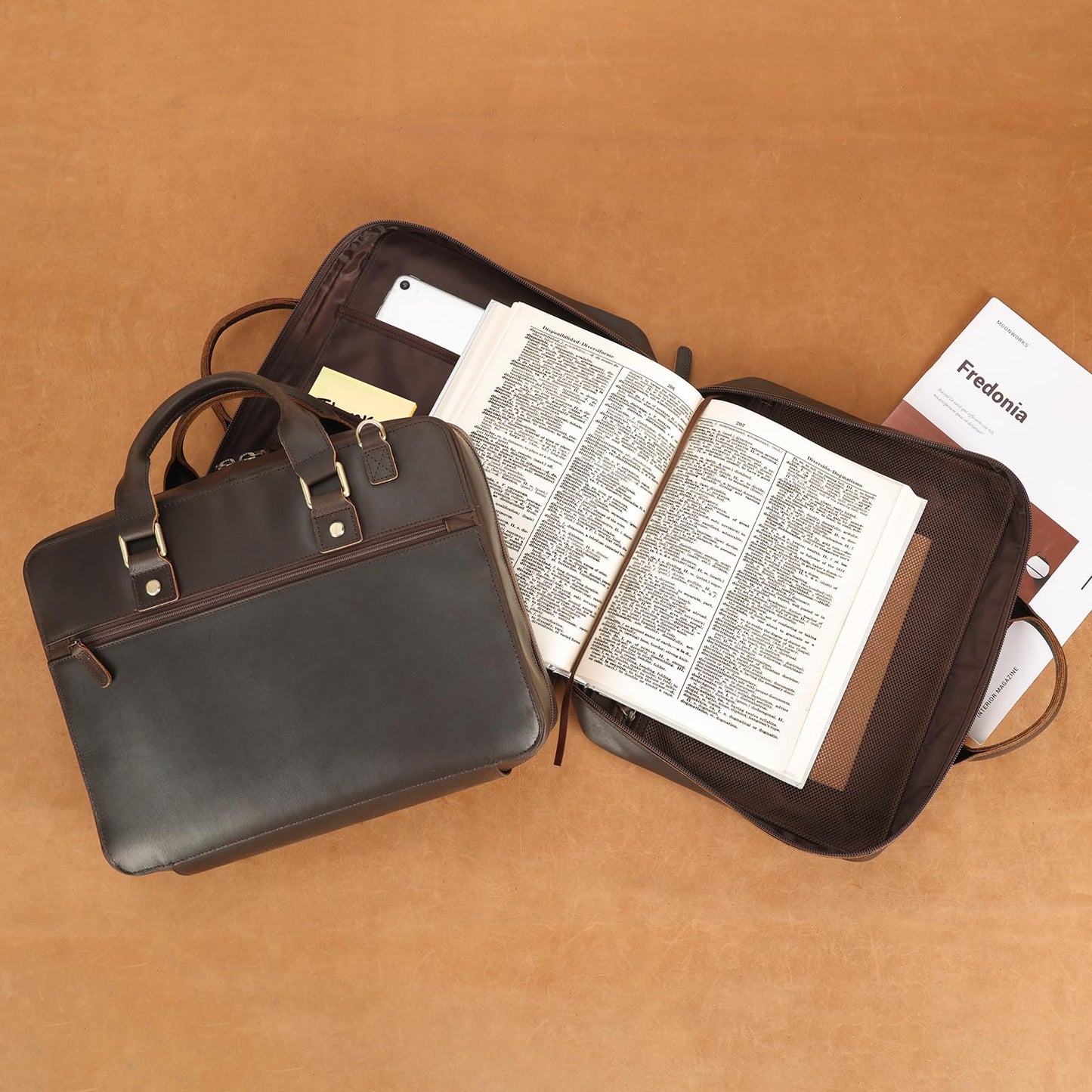 Polare Full Grain Leather Bible Cover Carrying Book Case Large Church Bag Crossbody Bible Protective Book Holder Folder Organizer Portfolio for Men