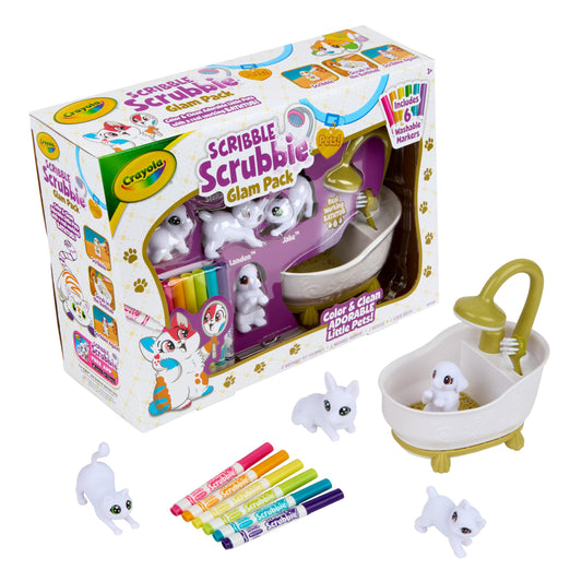 Crayola Scribble Scrubbie Pets Tub Set, Washable Pet Care Toy, Animal Toys for Girls & Boys, Arts & Crafts, Gifts for Kids, 3+