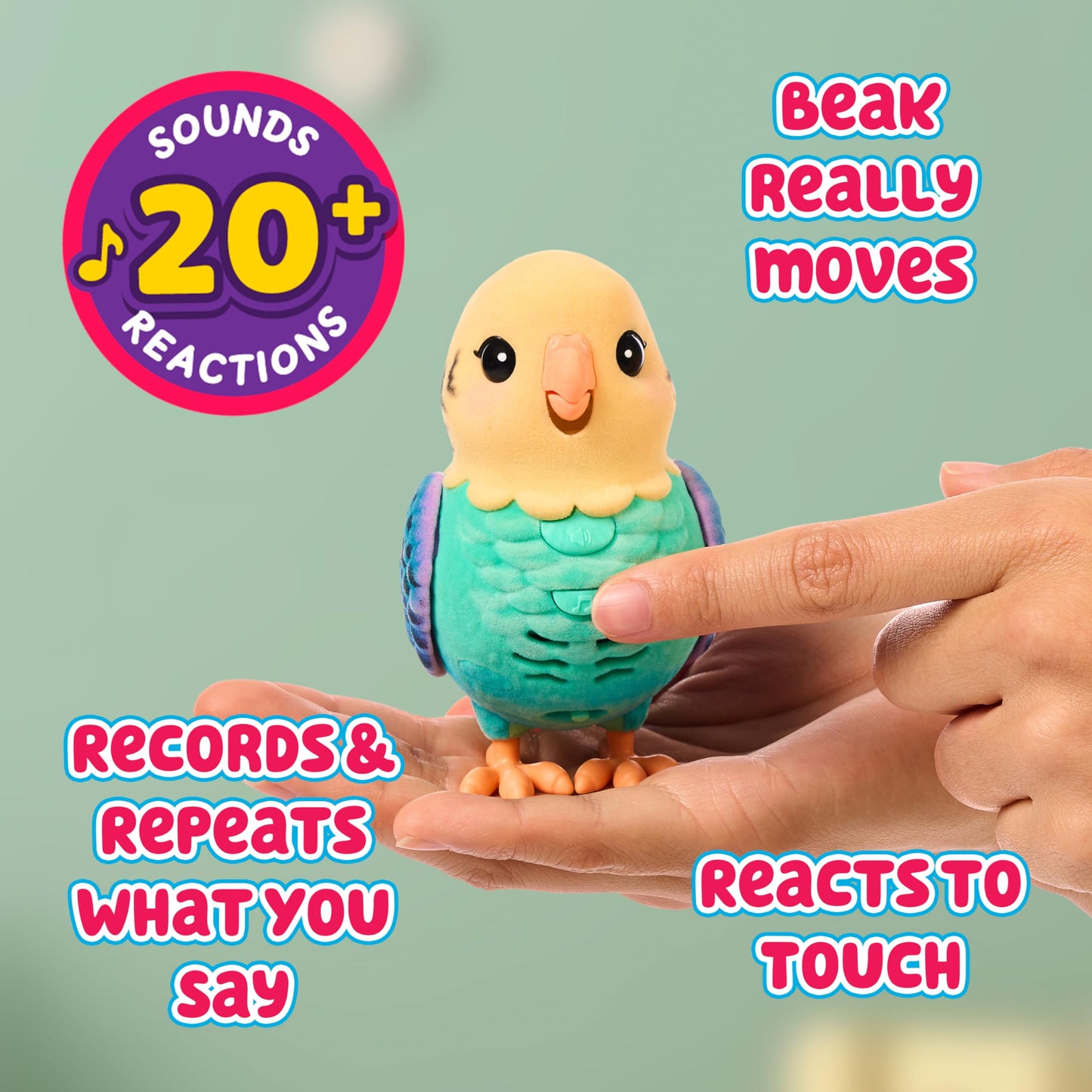 Little Live Pets My Really Real Bird & Cage - Indie, Interactive, Realistic Pet, 20+ Sounds & Reactions (25cm/9,8in Cage, 10,9cm/4,3in Bird), Records & Repeats or Whistles Back, Carry & Display