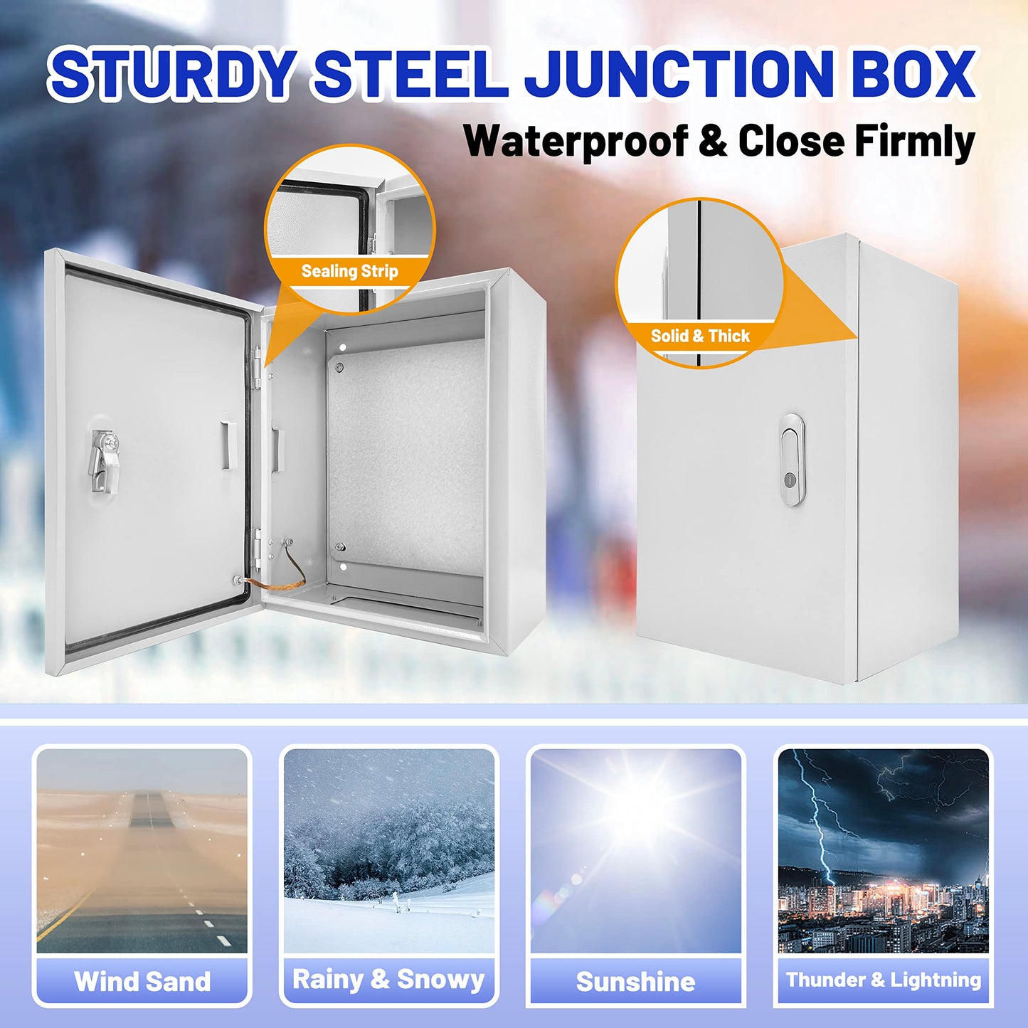 CXCESNS Outdoor Electrical Box 12 x 10 x 6''D NEMA 4X Enclosure Steel Box, Waterproof & Dustproof Outdoor/Indoor Lockable Electrical Junction Box, with Mounting Plate