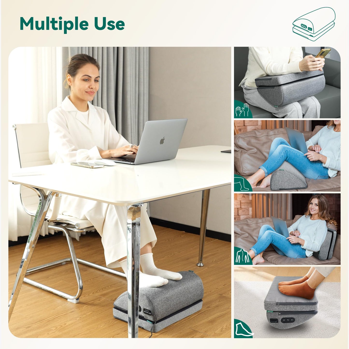 Snailax Heated Foot Rest Under Desk at Work, FSA Eligble Desk Foot Stool with Heat & Vibration Massage, Fathers Day Dad Gifts for Men, Foot Warmer Feet Heater for Office Chair, Gaming Home Use