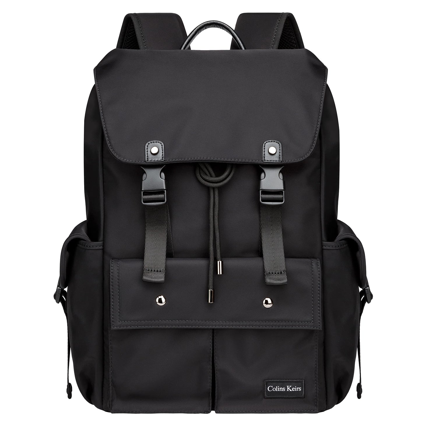 Colins Keirs Black backpack men, 16 inch laptop backpack for men, Drawstring anti-theft waterproof tech backpack with laptop compartment, Large 30 L