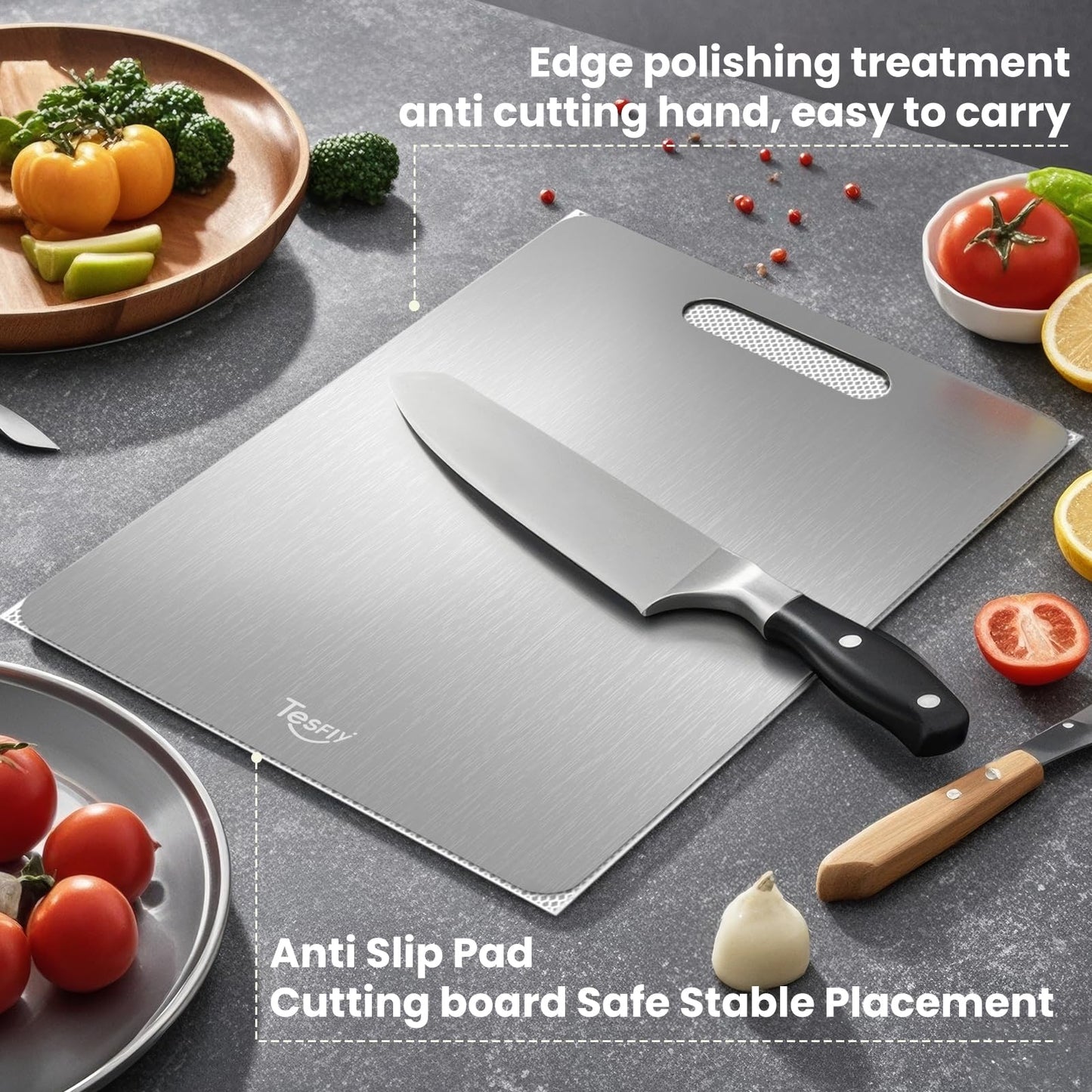 2 Pack Titanium Cutting Board - 100% Putting Boards For Kitche,Easy to clean, Double-sided food-grade Cutting Board For Cutting Meats, Fruits And Vegetables.(15 * 11)