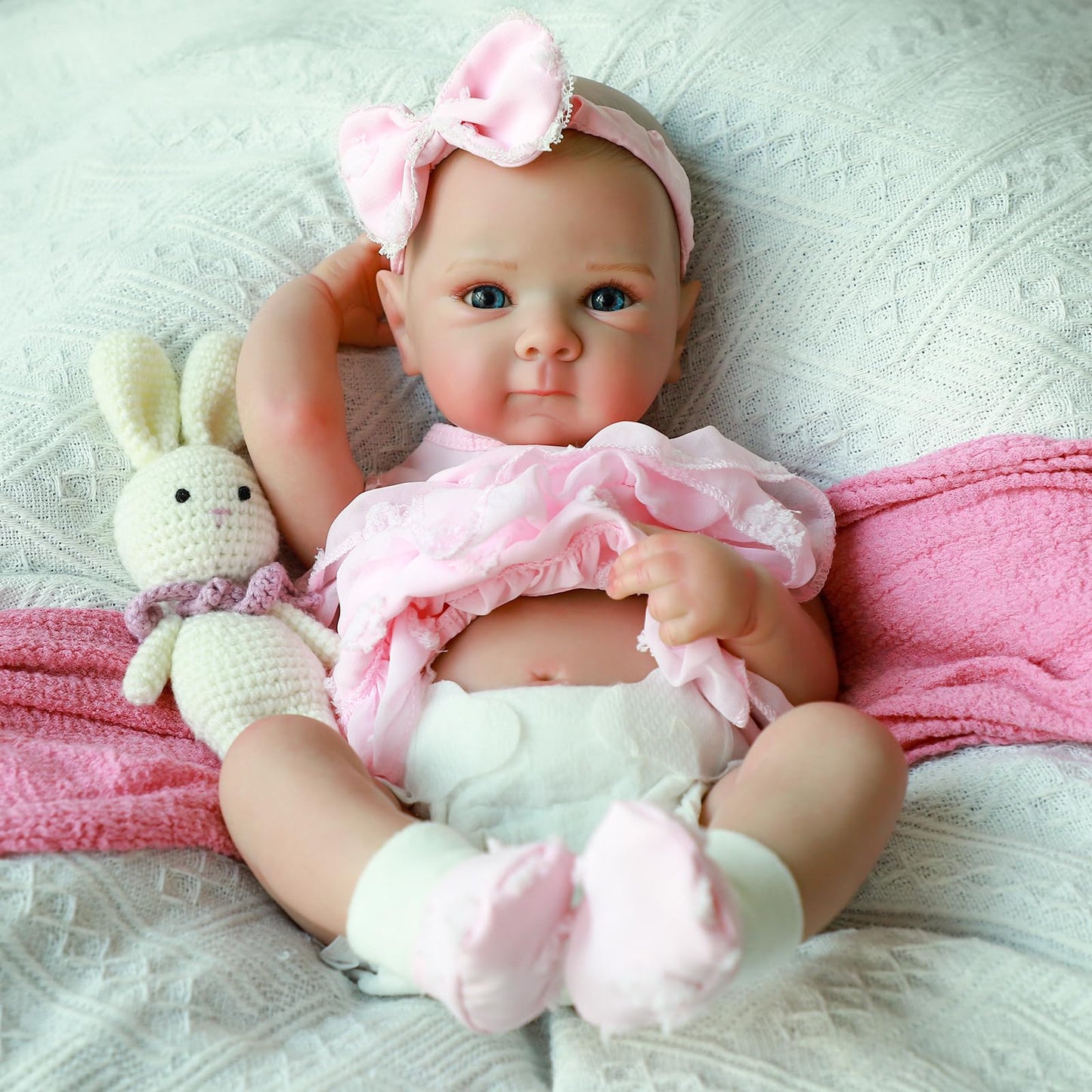 KSBD Lifelike Reborn Baby Dolls - 20 Inch Cute Realistic Silicone Baby Girl Doll，Real Life Baby Dolls Full Vinyl Body Newborn with Accessories for 3+ Years Old Kids Gifts