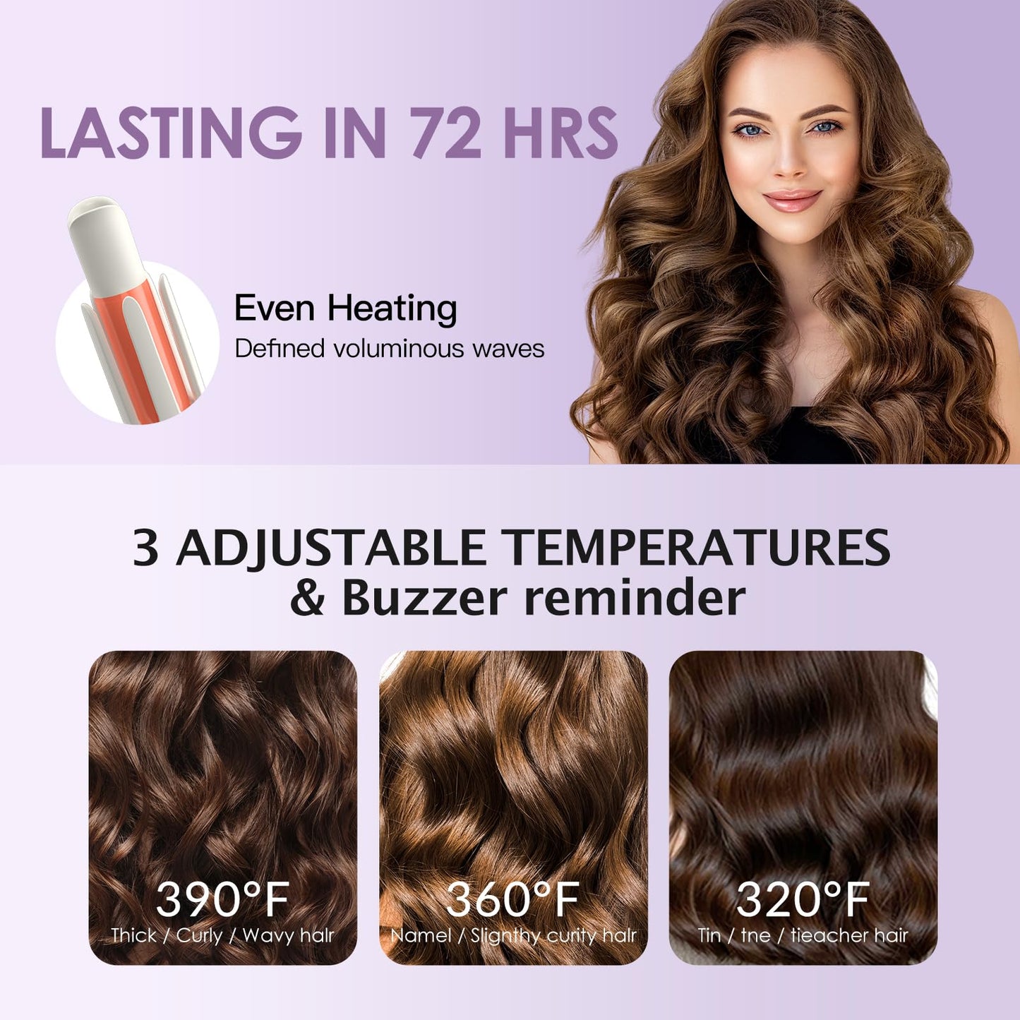 TSUYAGLA 1 1/4 inch Automatic Curling Iron - 1.25 Inch Hair Curler Automatic Rotating Wand - Anti-Scald - Dual Voltage