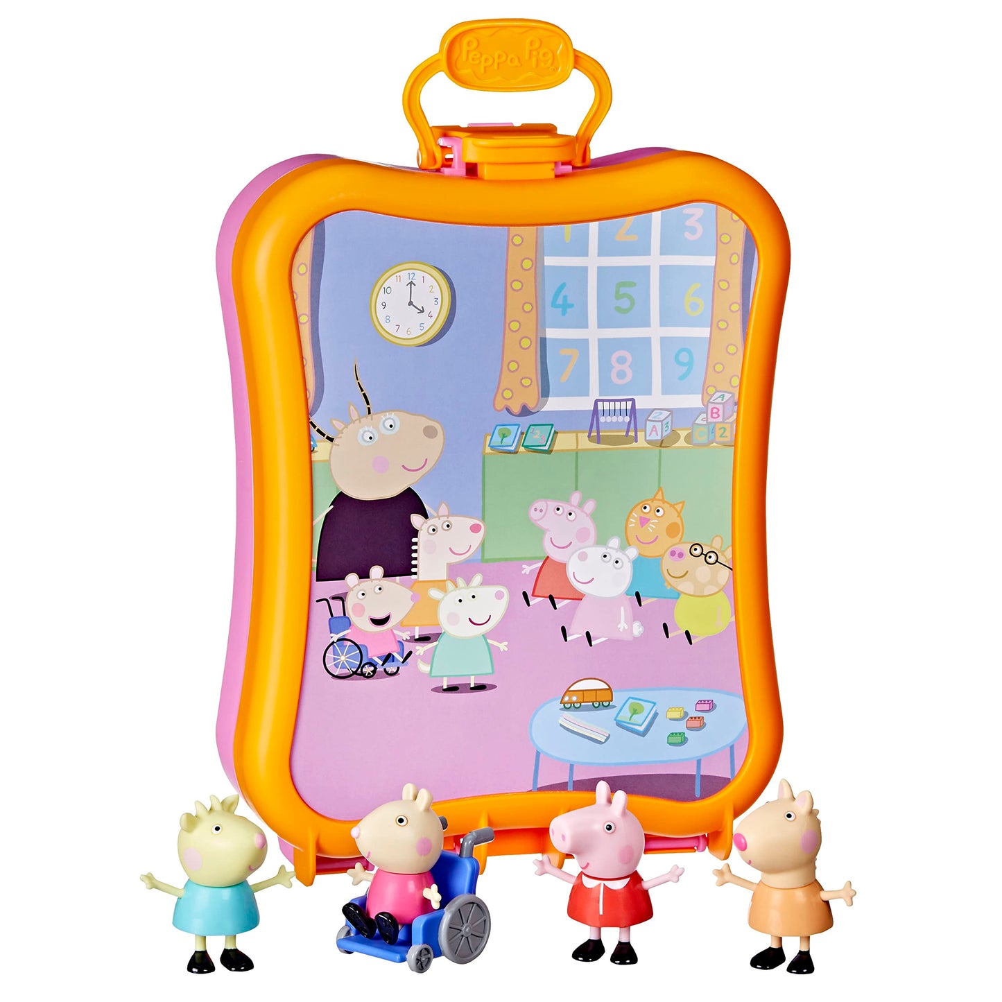 Peppa Pig Peppa's Club Friends Carrying Case Playset, Includes 4 Figures, Back to School Toys for Kids, Classroom Preschool Gifts, Ages 3+