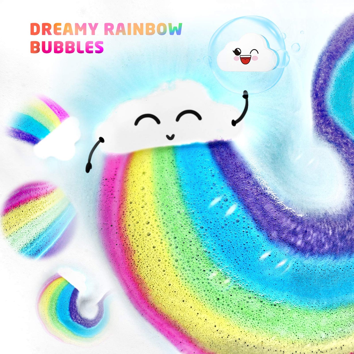 Elfinbay Rainbow Cloud Bath Bomb Gift Set, Bulk Kids Bath Bombs for Toddler Girls Individually Wrapped, Natural Bubble Bath Bombs for Kids Stocking Stuffers Halloween Christmas Birthday Gifts for Kids