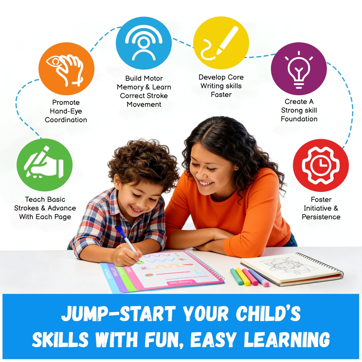 Preschool Learning Activities - Toddler Handwriting Practice and Tracing Books for Kids Ages 3-5, Montessori Busy Book, ABC Letter Number Workbooks, Autism Educational Gift for Boys and Girls