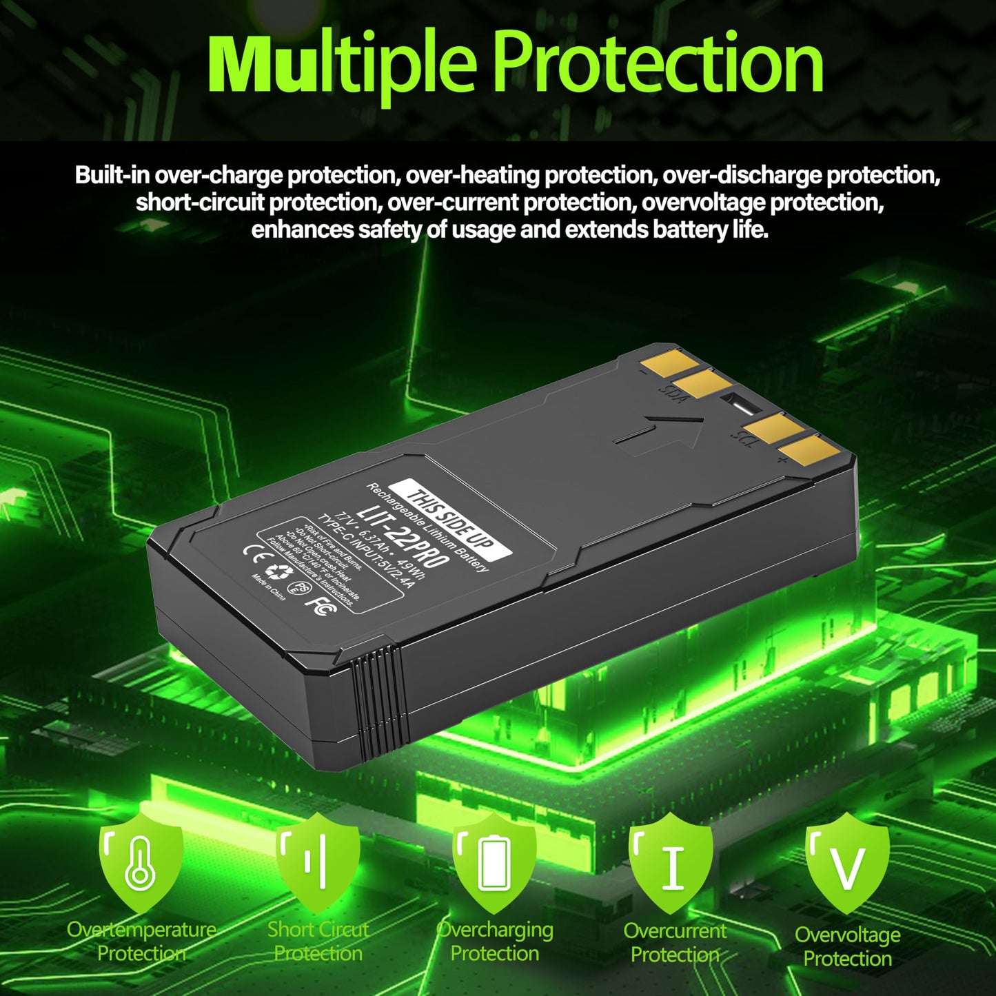 DMMNS 2-Pack Upgrade Rechargeable Batteries,Replacement for LIT-22 Rechargeable Lithium Battery Pack(7.7V,6.37Ah),Compatible with Trail Camera Flex-M Flex G-36 Flex-Plus Flex-S(Include Type-C Cable)