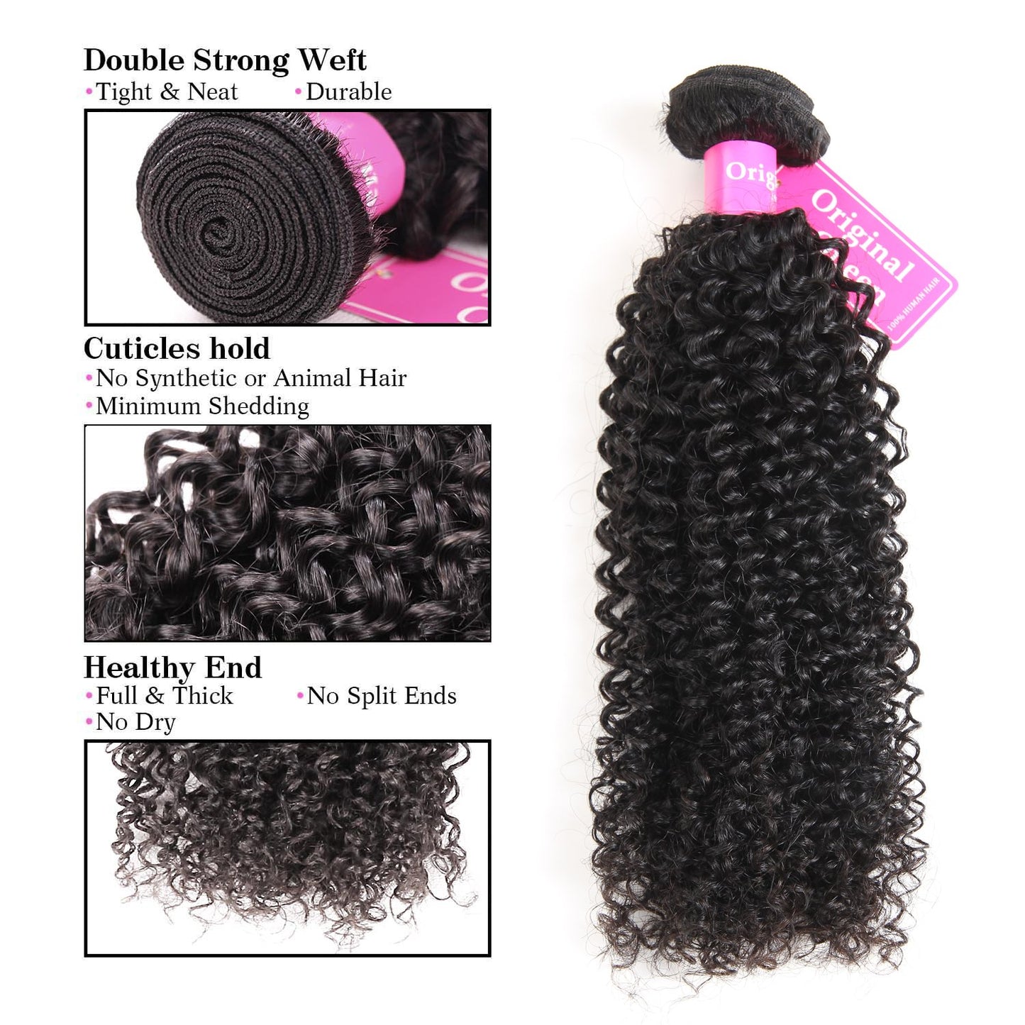 Original Queen 100% Brazilian Unprocessed Virgin Kinky Curly Human Hair Weave 3 Bundles Deep Curly Hair Extensions Mixed Length 8 10 12inches