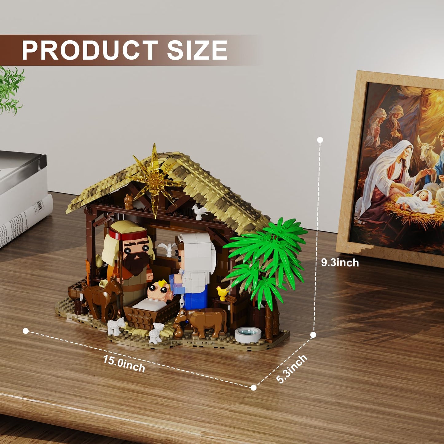 Jesus Building Block Set, The Nativity Set,Compatible with Lego,Jesus Building Toy of Faith Series, Bible Story Jesus Figures with LED Light, Christmas, Christian Gift for Adults and Kids (1000 PCS)
