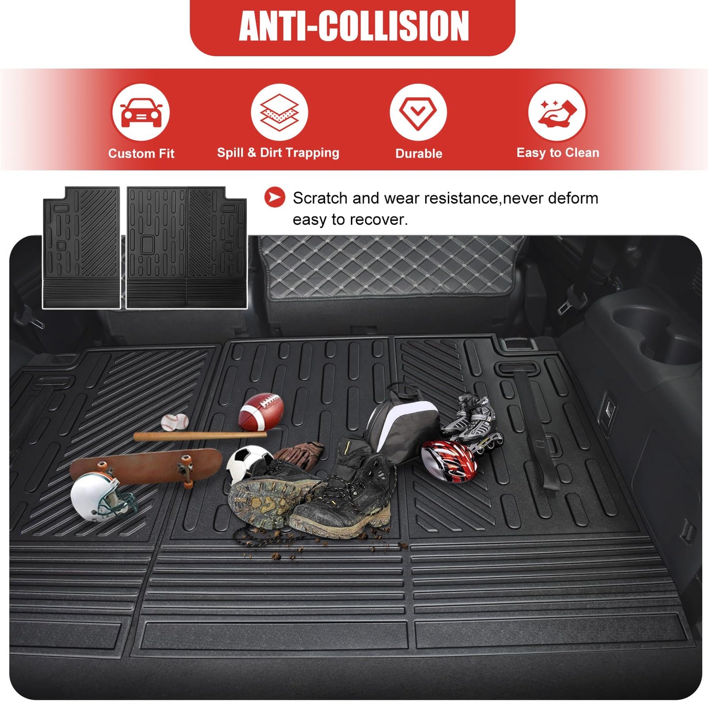 Utiiy Cargo Mat Fit for 2020-2025 Toyota Highlander&Grand Highlander 3rd Row Backrest Mat TPE Trunk Liner All Weather Seats Back Protector for Highlander/Grand Highlander Accessories(Backrest Liner)