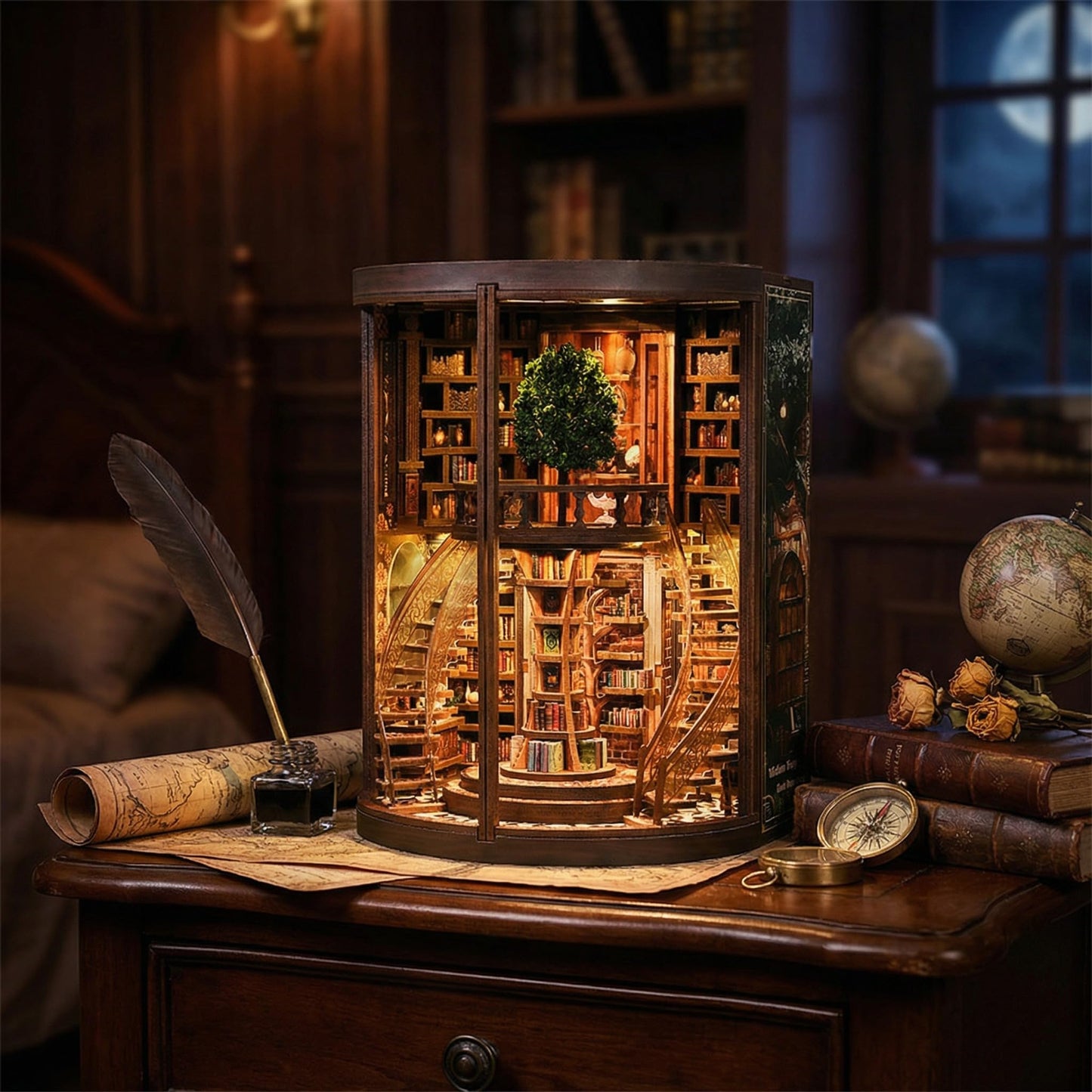 DIY Miniature Dollhouse Book Nook Kit with LED Light, Classical Music Room Theme, Crafts for Adults, Gifts for Family and Friends