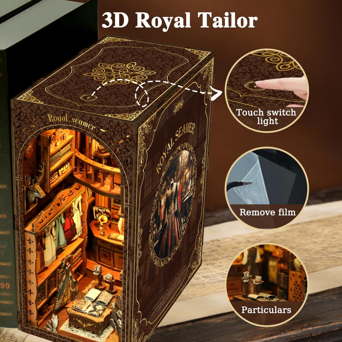 Book Nook Kit, DIY Dollhouse Booknook, Book Nook Miniature Kit for Bookshelf Insert