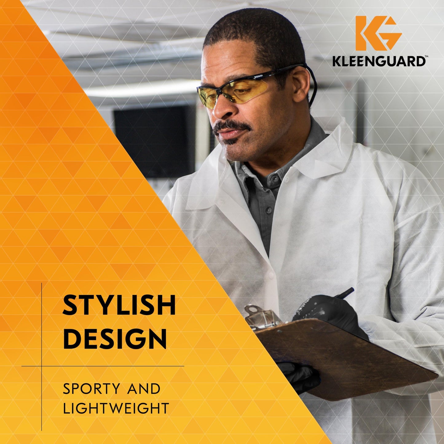 KleenGuard™ V30 Nemesis™ Safety Glasses (25659), Amber (Yellow) Lenses, Black Frame, Unisex for Men and Women (Qty 12)