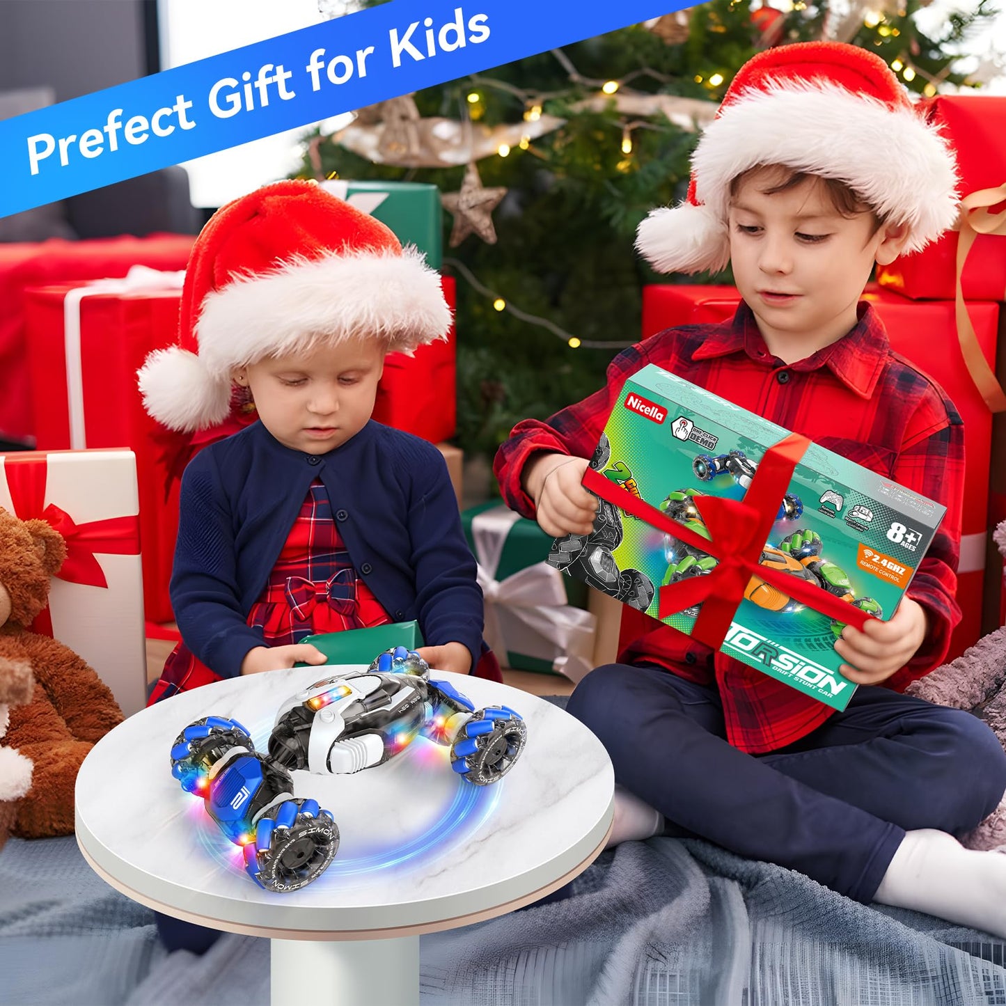 Nicella Gesture Sensing RC Stunt Car, 360° Rotating 4WD Remote Control Transform Hand Controlled Car - Fun Toys for 6 7 8 9 10 11 12 13 Year Old Boys Girls Birthday Gifts