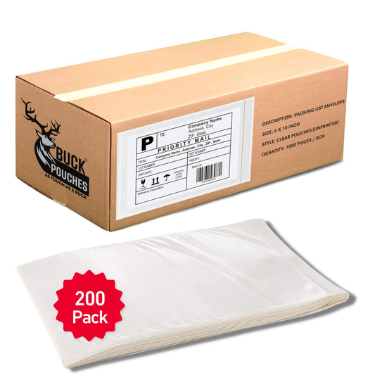 200 Pack 6"x10" Shipping Label Sleeves - Packing Slip Envelope Pouches with Self-Adhesive Peel & Seal - Clear Unprinted Plastic & Waterproof Mailing List Holder Ideal for Labels, Invoice & Documents