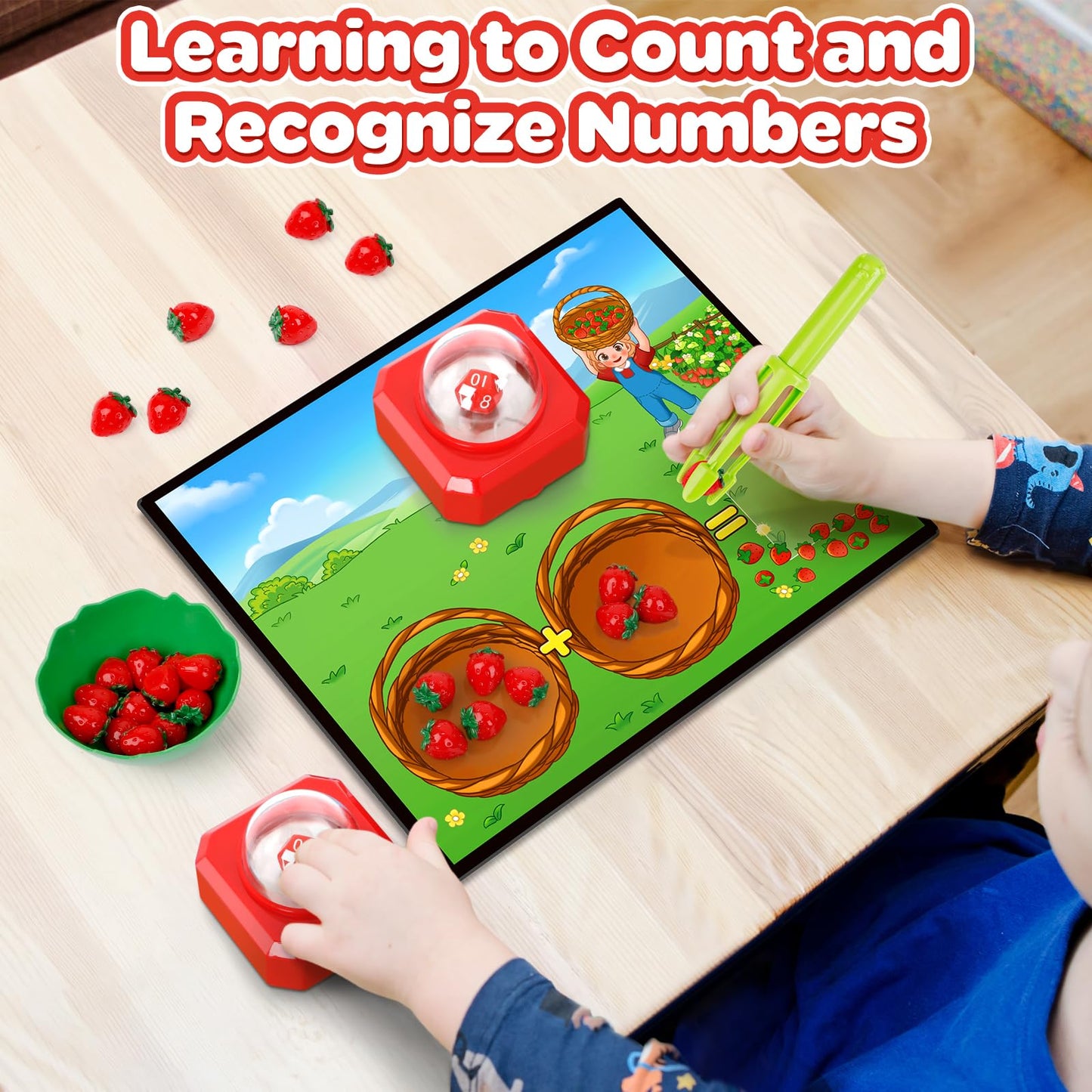 SkilLify Math Board Games for Kids with Dice Poppers, Kindergarten Preschool Math Manipulatives Games Counters Toys, Addition and Subtraction Dice Games Homeschool Supplies Classroom Must Haves