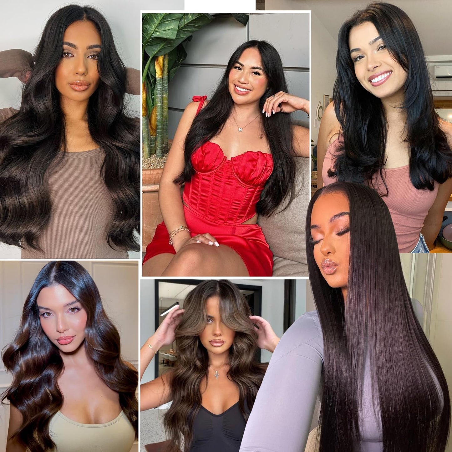 Starmo Clip in Extensions Real Human Hair Black Remy Lace Weft 20 Inch 7PCS 120g for Women