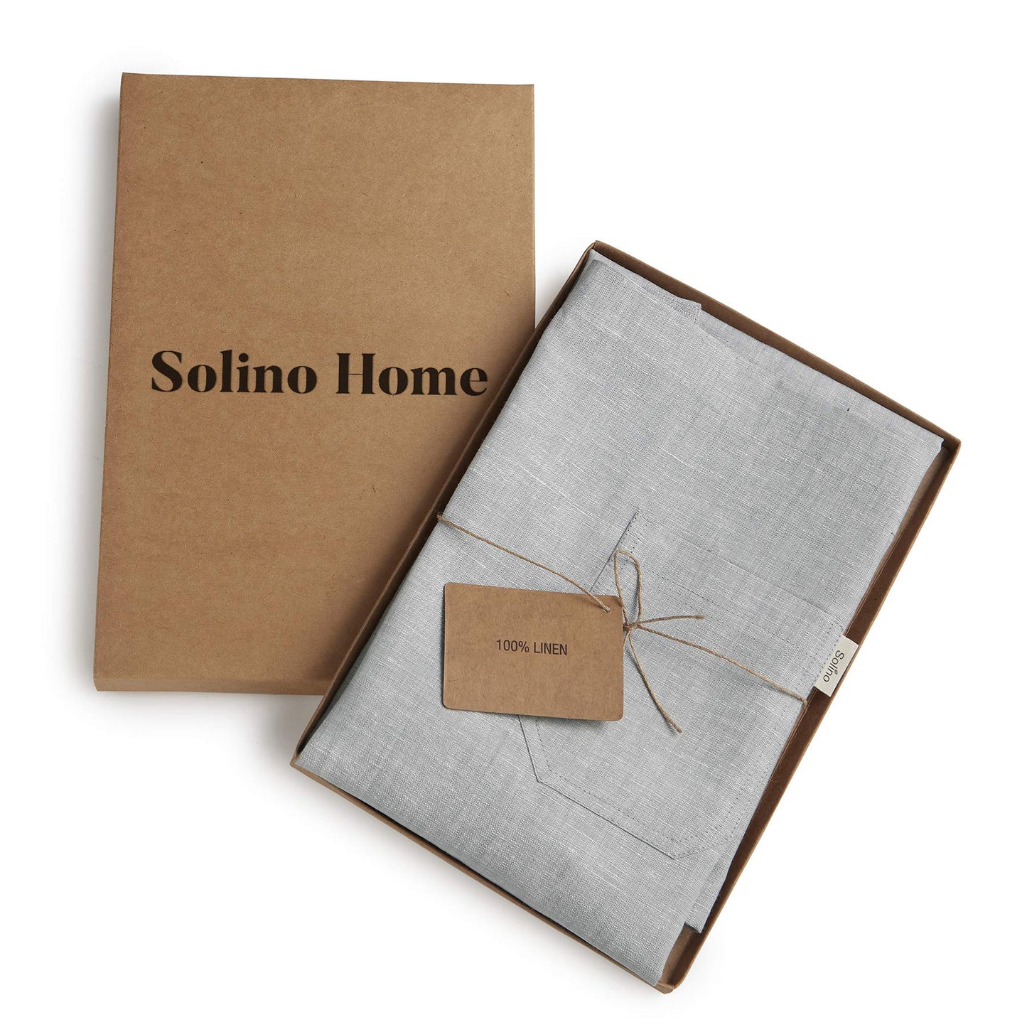 Solino Home Linen Bib Apron for Men & Women - 100% Pure Linen Light Grey Kitchen Apron with Front Pockets - Handcrafted from European Flax