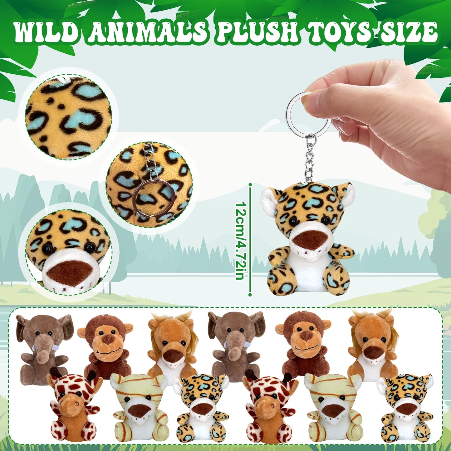 38 Pcs Safari Jungle Party Favors Include 12 Foldable Paper Boxes 12 Forest Mini Stuffed Animals 12 Adoption Cards 1 Adoption Signs 1 Fence for Jungle Party Supplies Adopt A Jungle Animal Favors