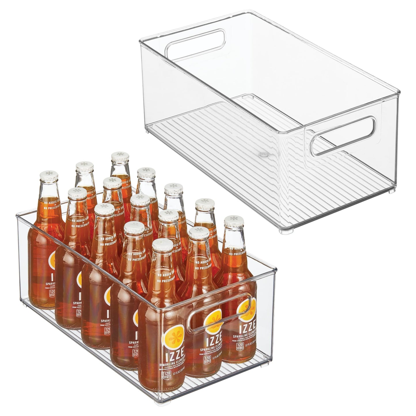 iDesign Stackable Fridge Bin - Kitchen Storage Bin for Pantry, Cabinets, or Fridge, Set of 2, Clear