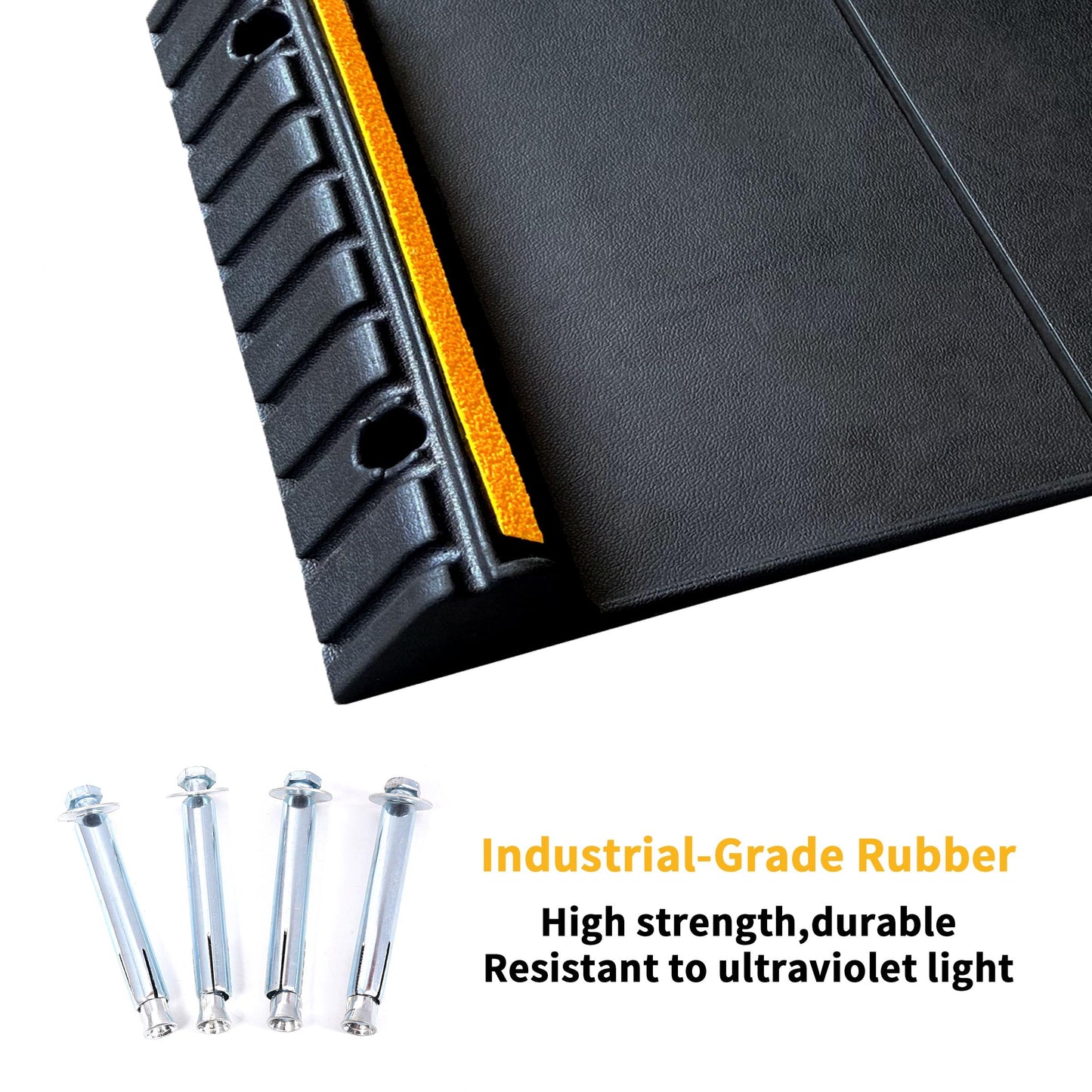 YONSHENG Parking Mat Car Stopper for Garage Floors- Heavy Duty Rubber Parking Aids - Wheel Stop with Scatter Glass Reflective Yellow Targets for Car Garage Floor Stop Aid Indoor Outdoor, 2 Pack