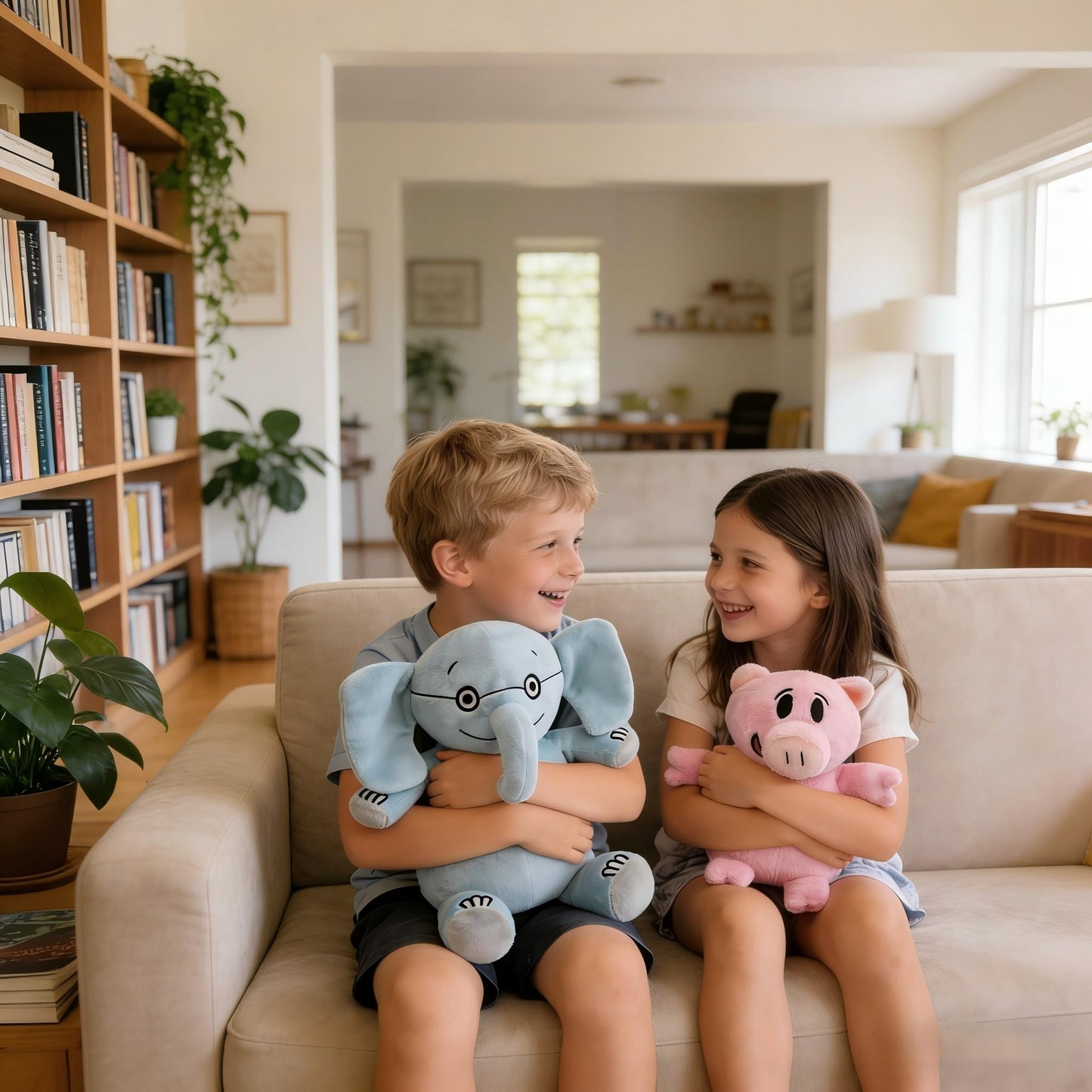 Malvjun Pair of Elephant & Piggie Soft Stuffed Animal Plush Toys, Elephant and Pig Plush Toy Set for Book Buddies Stuffed Animals, Ideal Gift for Birthday Christmas Valentine's Day Room Decoration