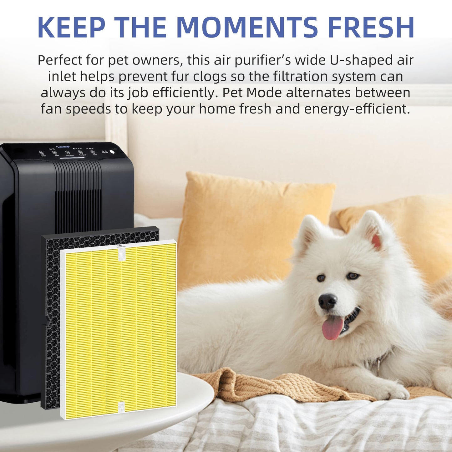 116130 HEPA Pet Care Replacement Filter H for Winix 5500-2 Am80 Plasmawave Air Purifier True HEPA Carbon Filter,2 Set,Yellow