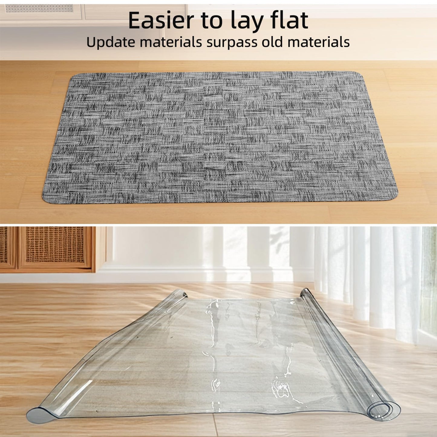 Yecaye Office Chair Mat for Hardwood Floor,45" x 53" Under Computer Desk Floor Protects for Rolling Chair,Non Slip PVC Woven Gaming Chair Mat,Not for Carpet (Lightgrey, 45" x 53")
