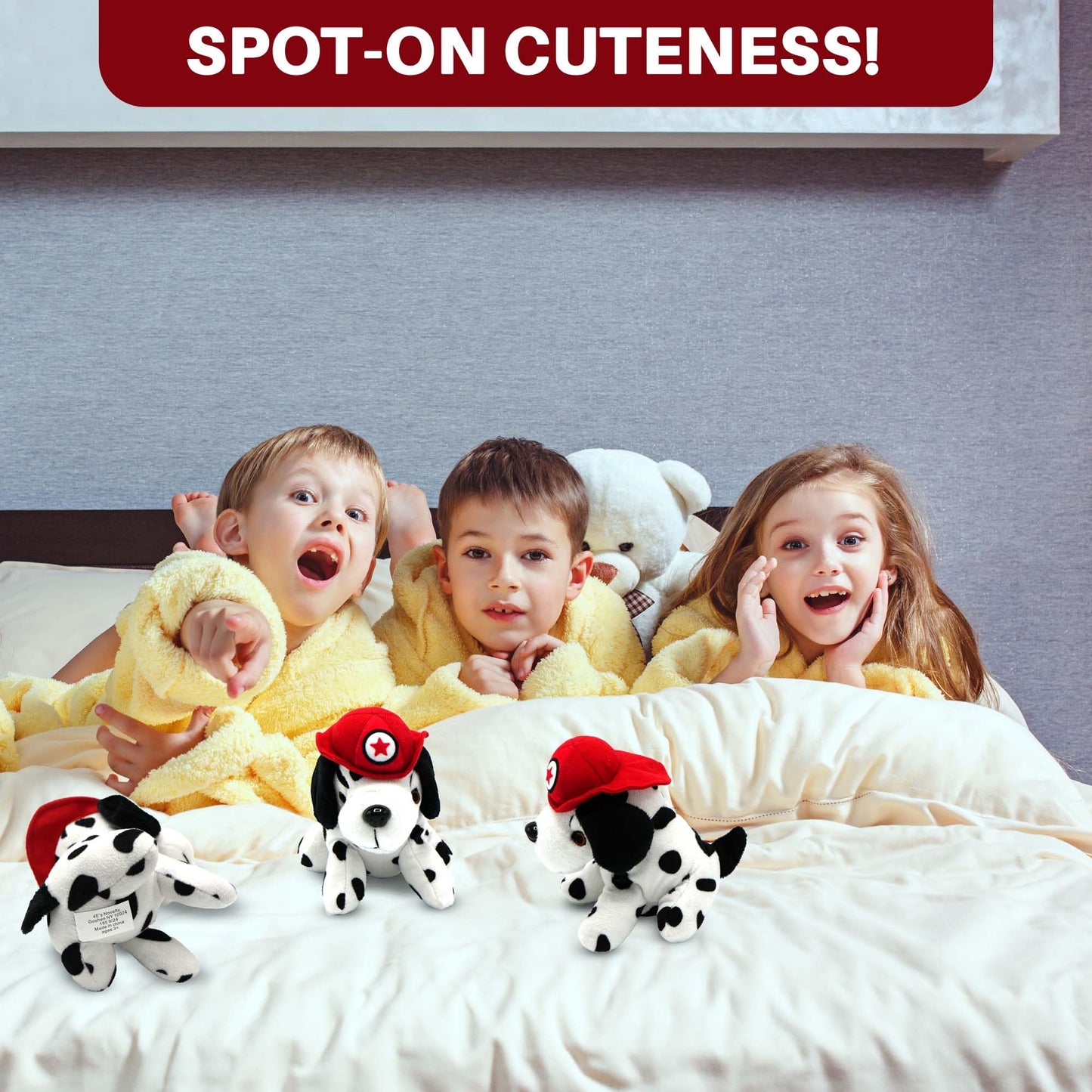 4E's Novelty Dalmatians Stuffed Animals, Soft Plush Dalmation Dogs (12 Pack) Puppy Plush Toys for Kids, Great Party Favors for Birthday Party Supplies
