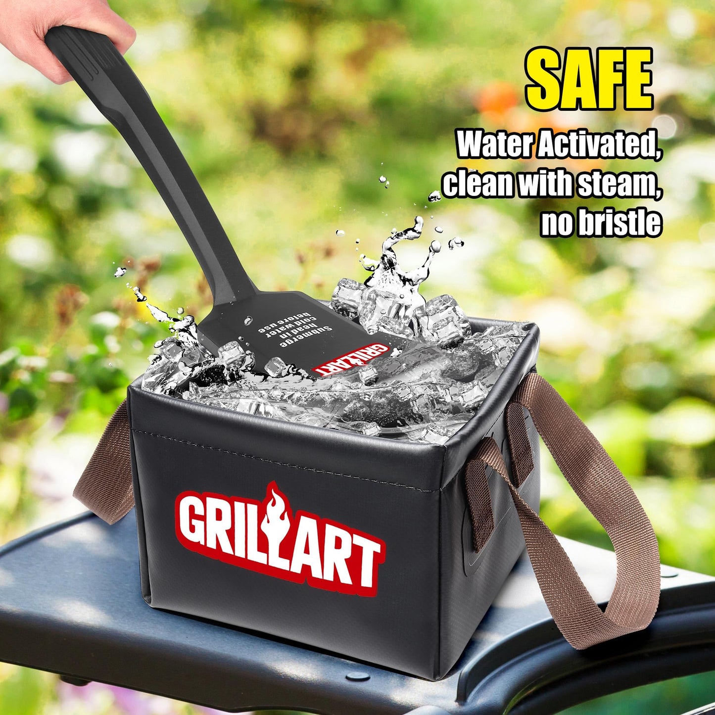 GRILLART SteamWizards Grill Brush Bristle Free, Safe BBQ Grill Brush for Outdoor Grill, Flat Top Grill Cleaner with Replaceable Head, Suitable for All Grates, Griddle Accessories, Dishwasher Safe