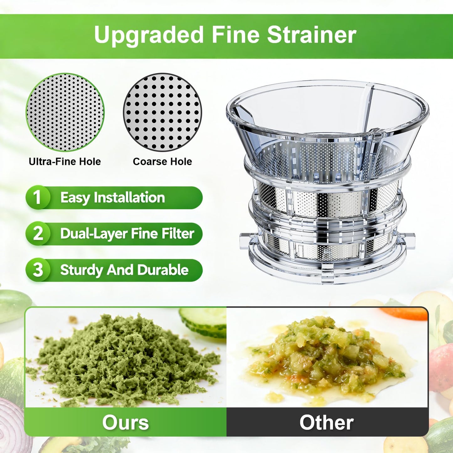 Masticating Juicer Attachment for KitchenAid Stand Mixer, 4.9" Large Feed Chute Fit Whole Vegetables & Fruits, Slow Cold Press Juicer Includes 2 * 32oz Capacity Cups, Juicer Attachment for Kitchen Ai