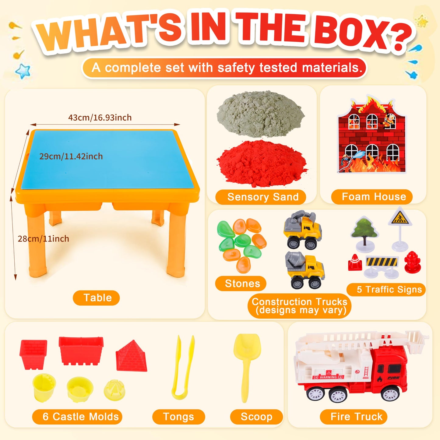 Carolart Construction Water & Sand Table, 2 in 1 Sensory Table Gift