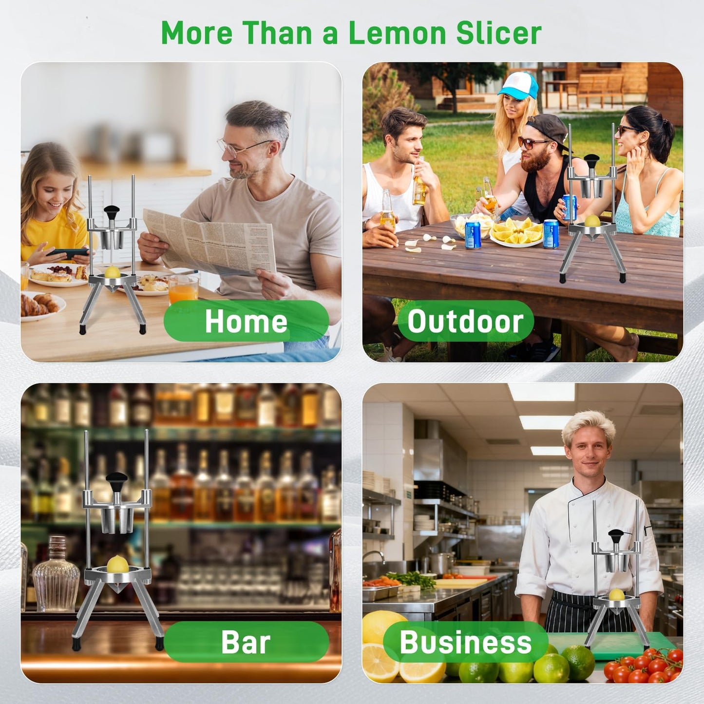 Commercial Lemon Cutter 8-Wedge with Two 420 Stainless Steel Blades,Heavy-Duty Fruit & Vegetable Cutter for Restaurant, Bar, and Home Kitchen