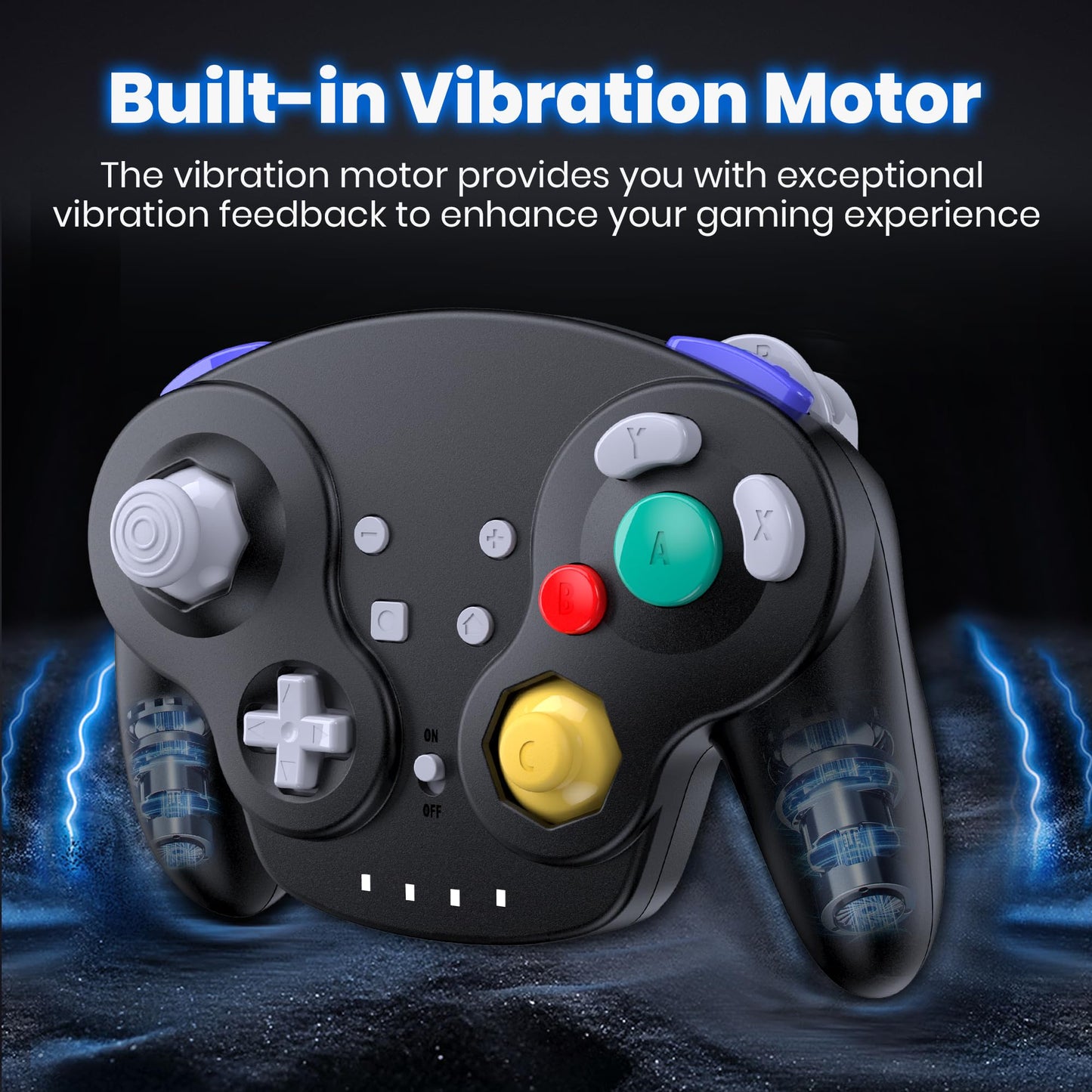 2 Pack 2.4 GHz Wireless NGC Switch Online Controller, GameCube & USB Receiver, Compatible with Windows PC iOS Mac Raspberry Pi Steam GameCube/Switch (Rechargeable) (Plug and Play) (Vibration) Black