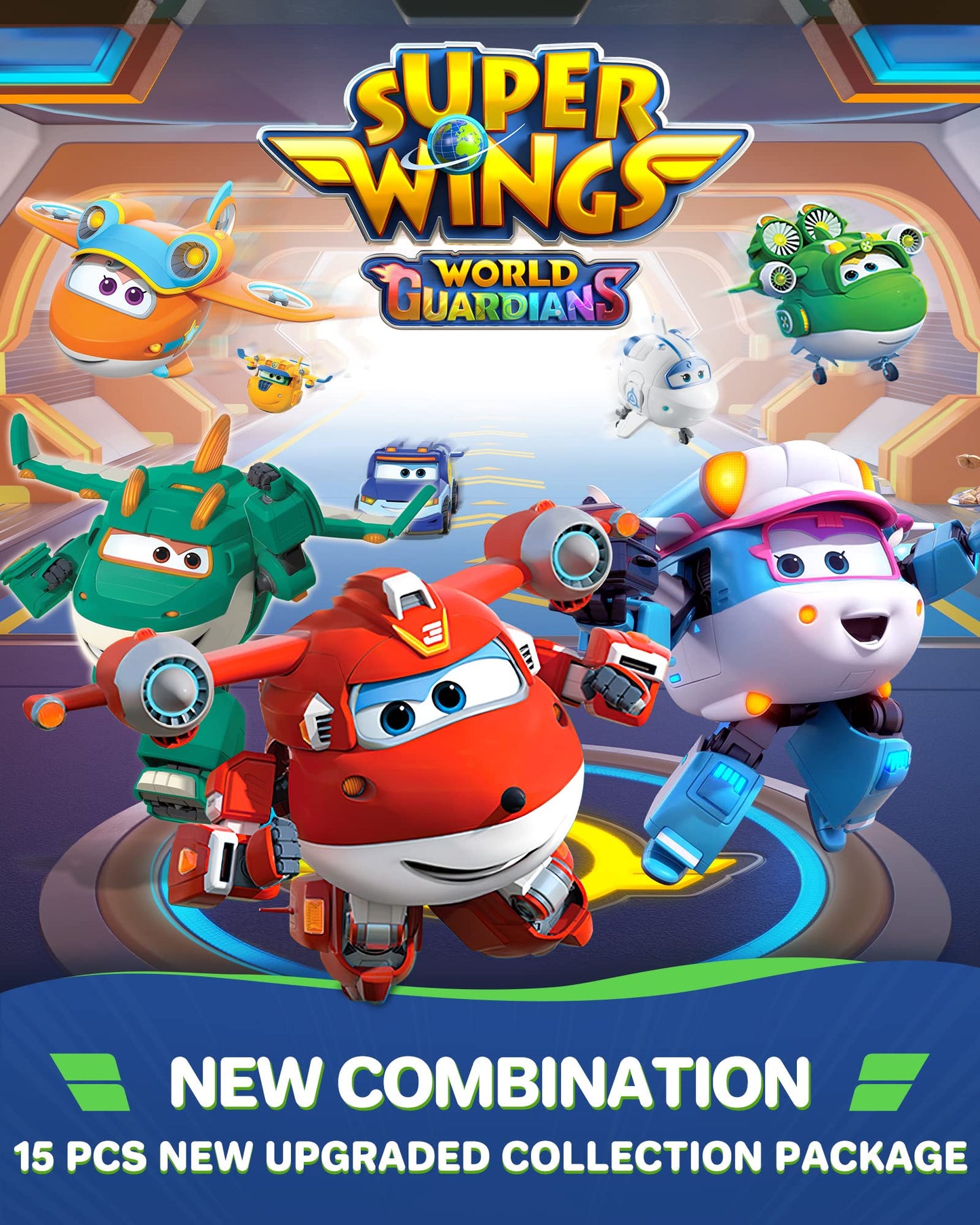 Super Wings Toys, transformable Toys 2 Inch, Mini Action Figures for Kids 3-12 Years Old, Real Mobile Wheels, Birthday Party Supplies for Preschool Boys and Girls, Airplane Toys Playset (15 Packs)