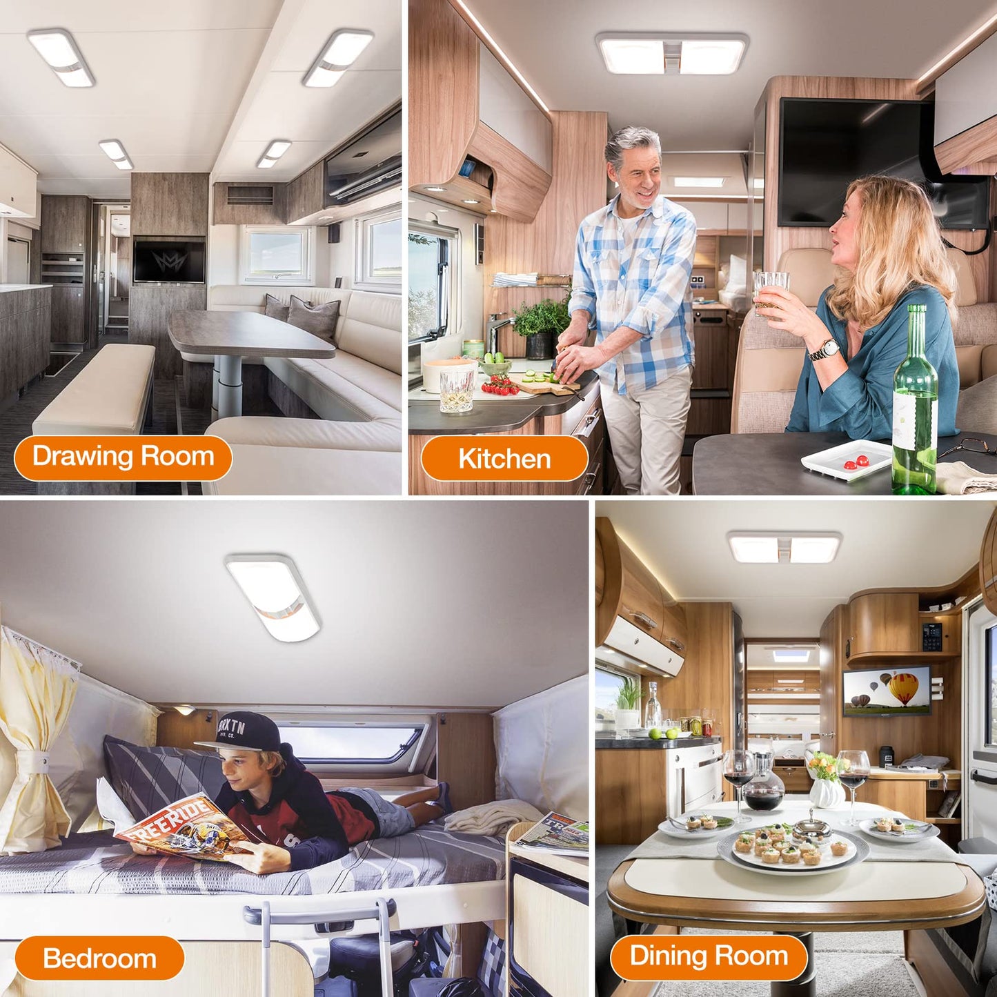 Aaleds RV Lights Interior, 12 Volt Led Lights 1000LM, Camper Lights 8W, RV Led Lights Interior Fixtures 12V, RV Ceiling Dome Light with Switch for RV/Camper/Trailer/Boat/Car (Natural White, 8Pack).