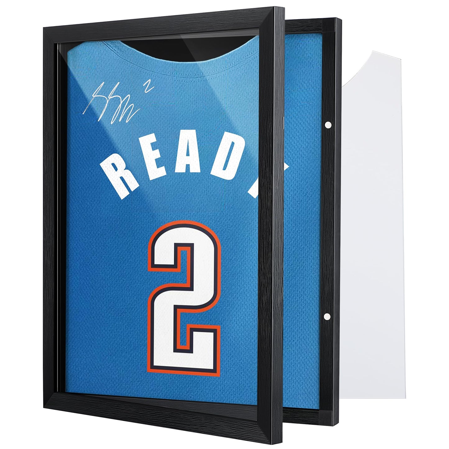 1 Pack T Shirt Display Frame, 18'' X 14'' Black Imitation Wood T Shirt Frame with 98% UV Protection Acrylic, 1" Depth of Usable Space Shadow Box, Display Case for Shirts, Jerseys, Memorabilia