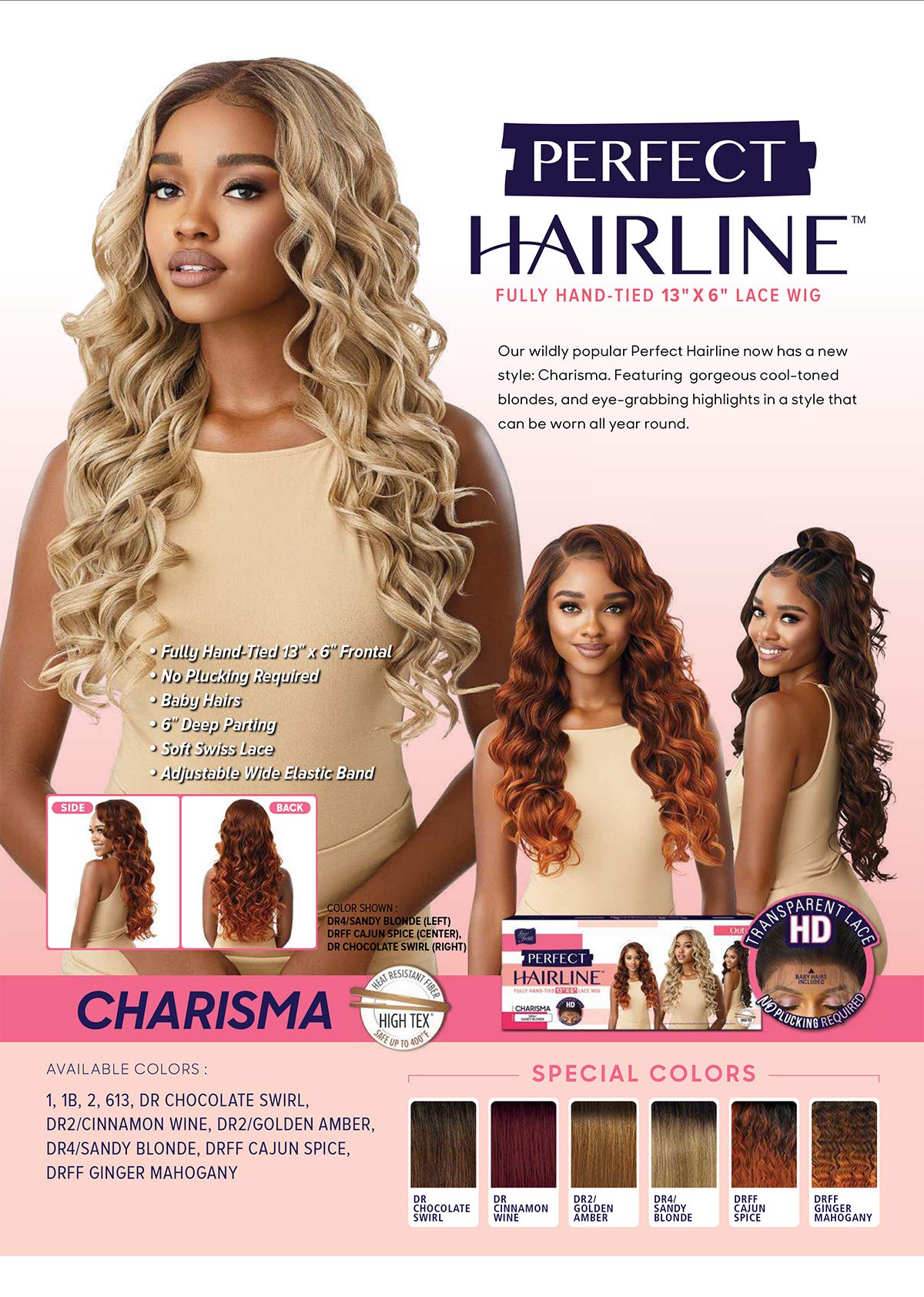 Outre HD Lace Front Wig Perfect Hairline Fully Hand-Tied 13X6 Lace Wig Charisma (DR4/SDBL)