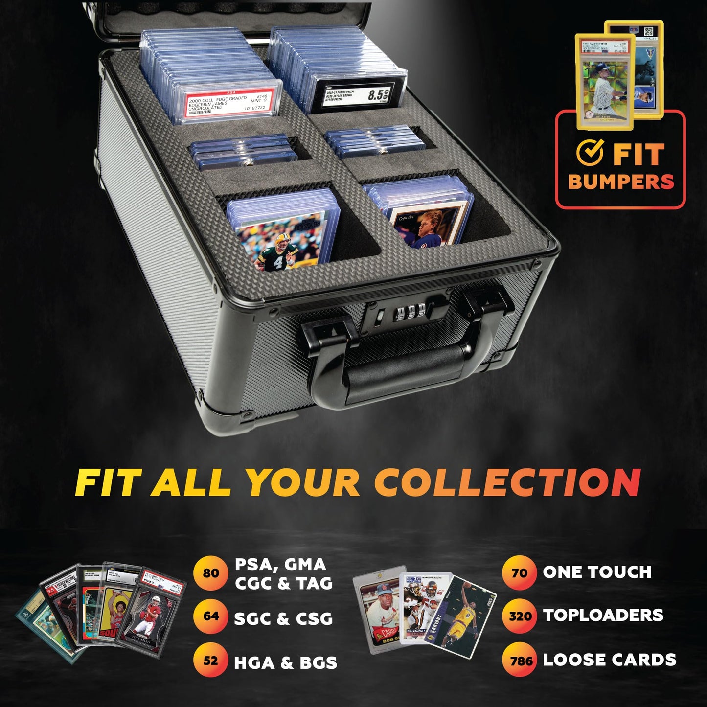 Panopply SLAB ARMOR 80+ 2 Row Psa Graded Card Storage Box Graded Card Case Psa Slab Case Graded Cards Baseball Cases for Sports Cards Storage (2 ROW)