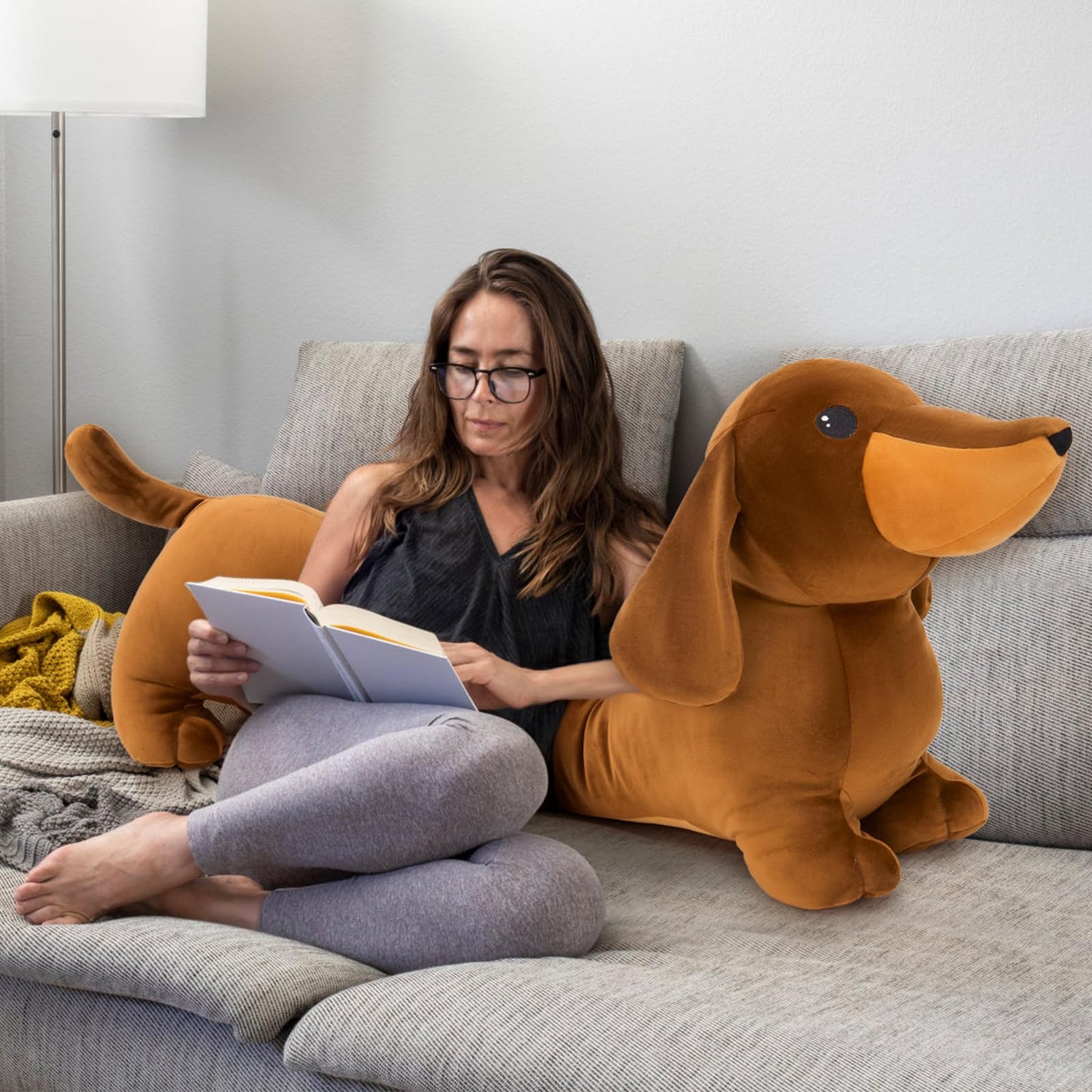 MorisMos Giant Dachshund Stuffed Animal, 43.3in Large Dachshund Long Body Pillow,Huge Stuffed Dog Body Pillow for Kids Adults,Christmas Birthday Valentine's Day Present