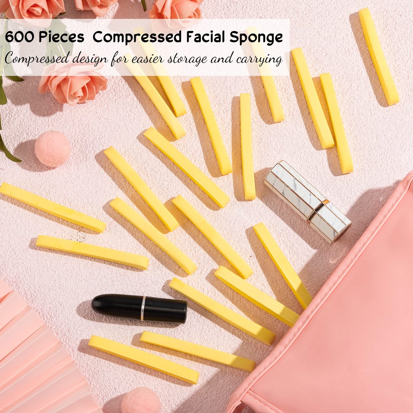 Foaincore 600 Pieces Compressed Facial Sponge Round Facial Sponge for Estheticians Face Sponges for Cleansing Face Wash Pads Disposable Sponges for Women Spa Exfoliating Cleansing(Yellow)