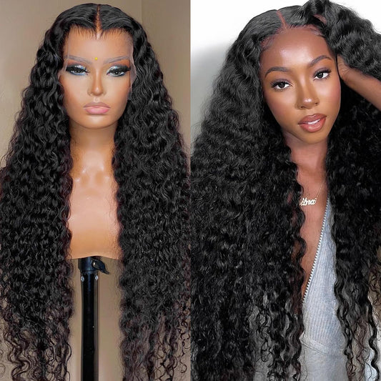 Lace Front Wigs Human Hair: 13x6 Deep Wave Lace Frontal Wigs Human Hair Glueless Wigs for Women 180% Density HD Transparent 26 Inch Deep Curly Lace Front Wig Human Hair Pre Plucked with Baby Hair