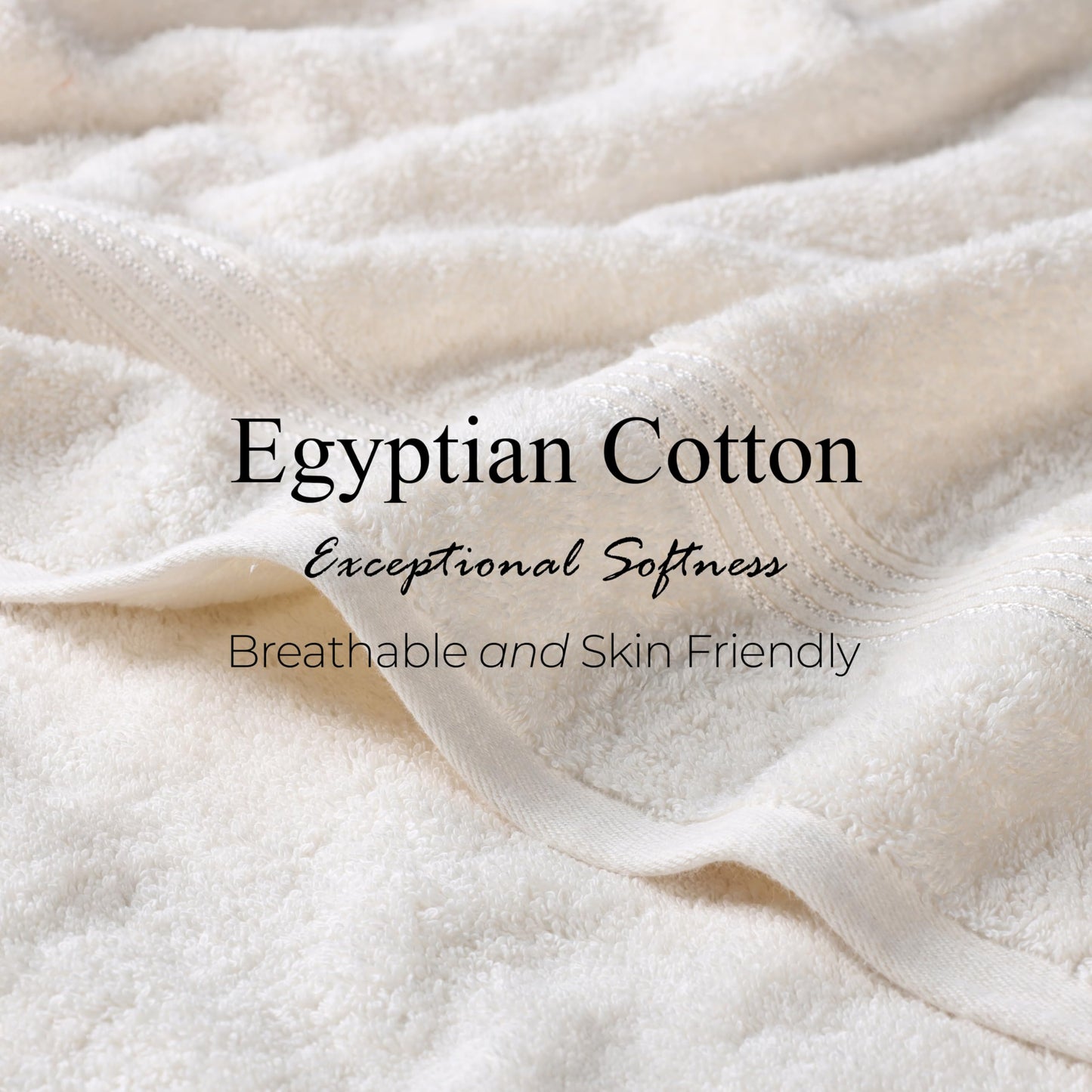 Superior Egyptian Cotton 6-Piece Towel Set, Bathroom Essentials, Towels For Bathroom, Apartment, Airbnb, Guest Bath, Face, Hand, Bath Towels, Washcloths, Absorbent, Fast Drying, Ivory