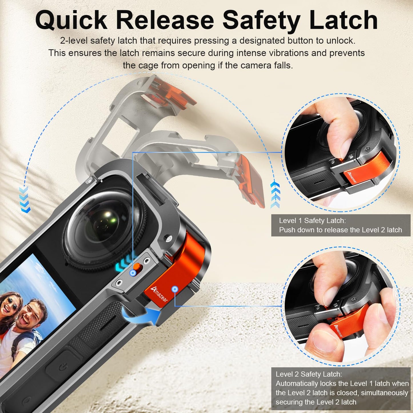 Amazear Metal Protective Case for Insta360 X4 Accessories, Upgraded Insta 360 X4 Multifunction Utility Frame Quick-Release Stronger Construction Aluminum Cage with Silicone Lens Guard Cap