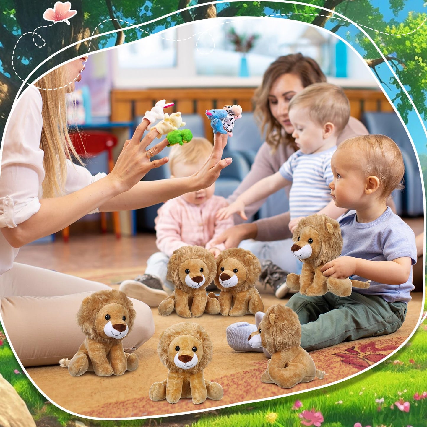 VercanMonth 12 Pieces Lion Plush Set 6 Inches Cuddly Lion Stuffed Animal Soft Cuddly Plushie for Boys Girls Birthday Favors Gifts Forest Party Decor