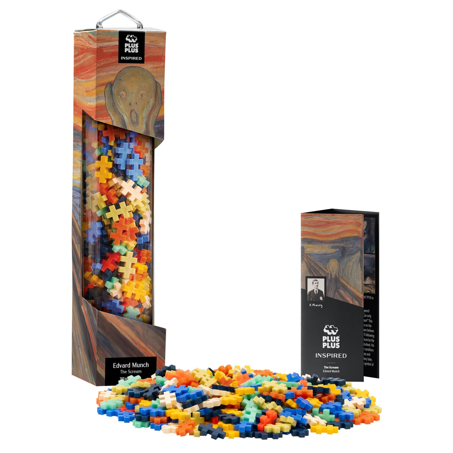 Plus-Plus 4333 Ingenious Construction Toy, The Scream of Edvard Munch, Inspired Edition, Creative Building Blocks Tube, 350 Pieces