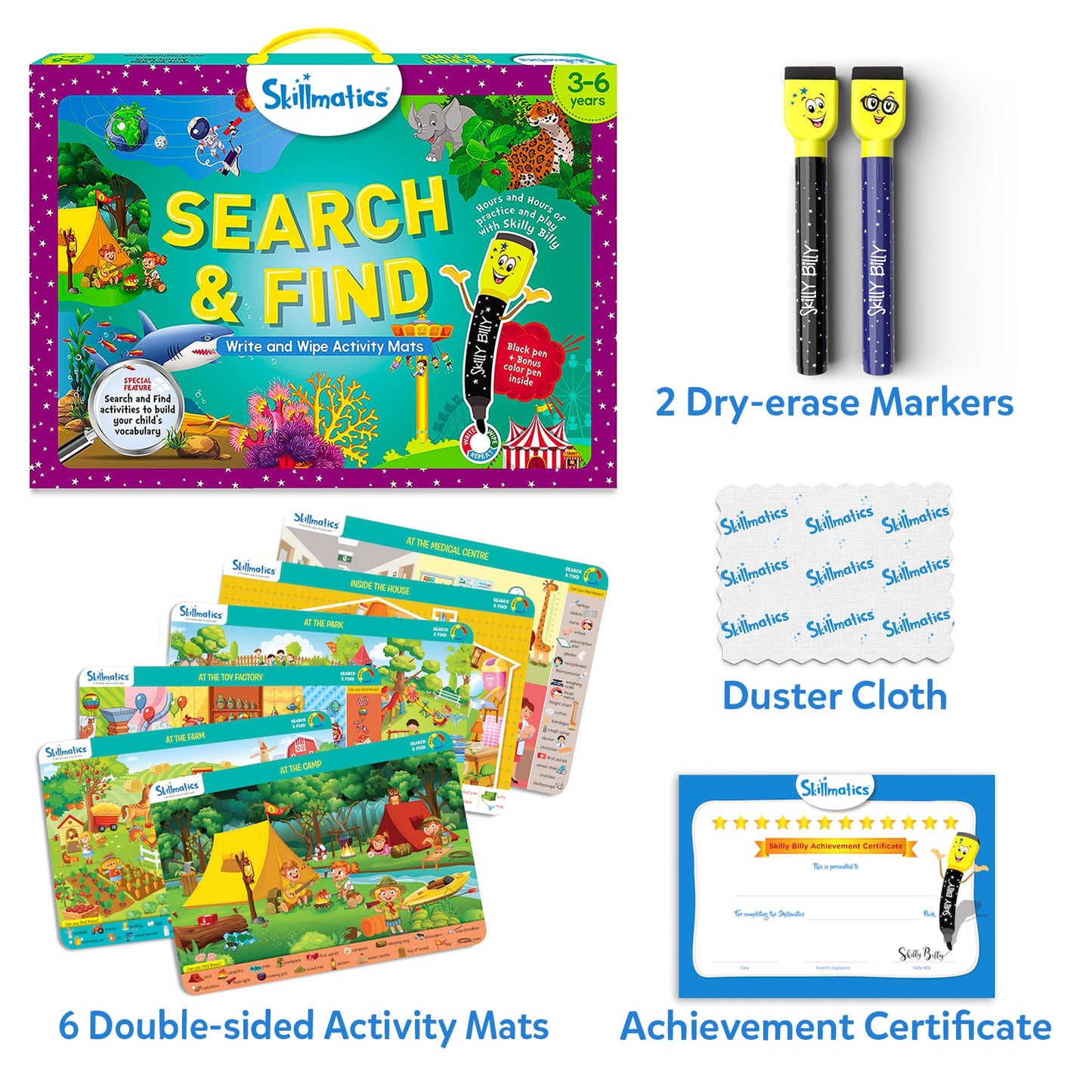 Skillmatics Preschool Learning Activity - Search and Find Educational Game, Perfect for Kids, Toddlers Who Love Toys, Art and Craft Activities, Gifts for Girls and Boys Ages 3, 4, 5, 6