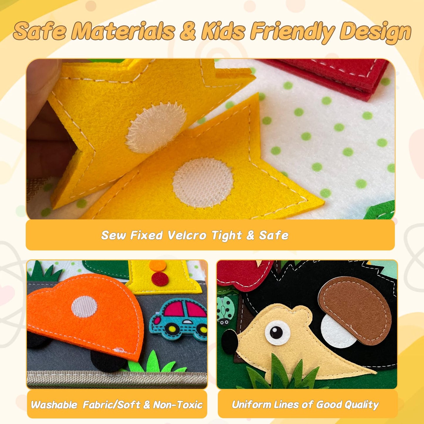 Cobelae Montessori Busy Book for Toddlers Ages 1-3, Felt Busy Board, Silent Book, Preschool Learning Activity Books for Babies, Travel Toys for Toddlers